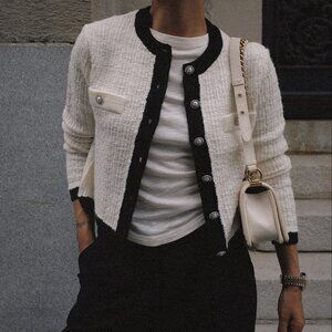 GORGEOUS MANGO Pocket Tweed Cardigan